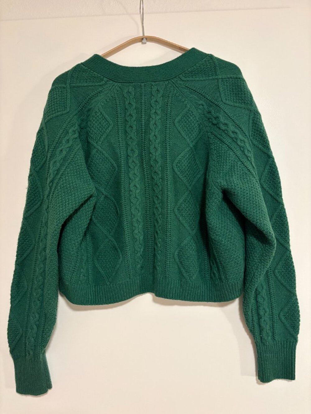 Madewell Green Cable-Knit Cropped Cardigan - Picture 2 of 6
